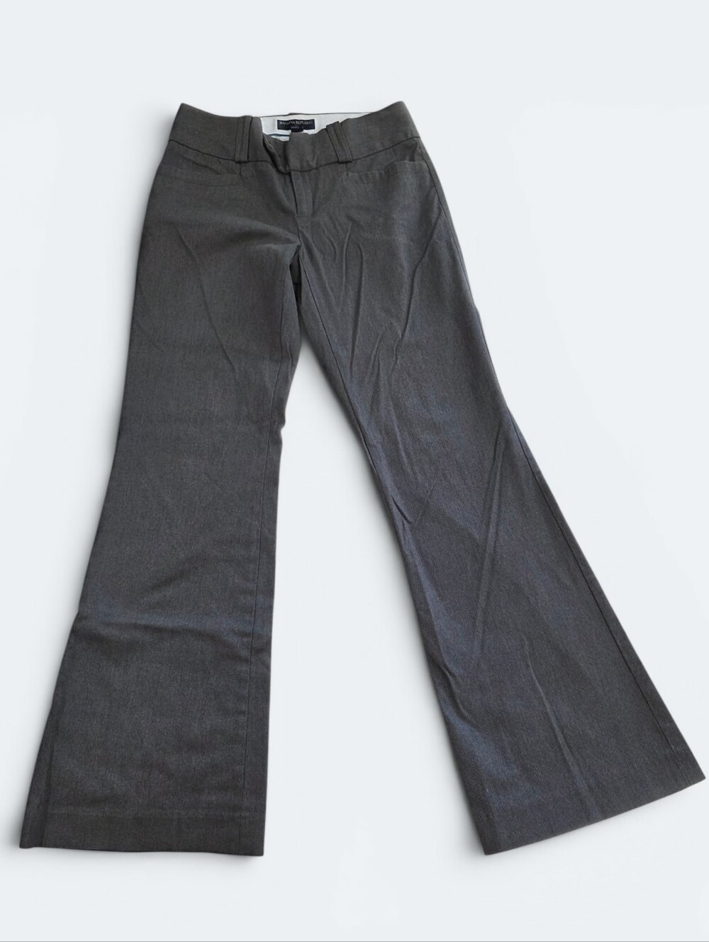 Banana Republic Martin Fit Dress Pants Gray Flare Wide Leg Trouser Work Size 4